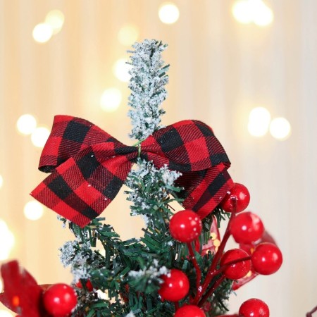 Christmas tree decor "Festive" bow cage leaves shine, 14x26 cm, red-2