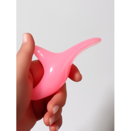 Massager d/face resin Guasha boomerang 12*6*3.5cm pink bag QF-3