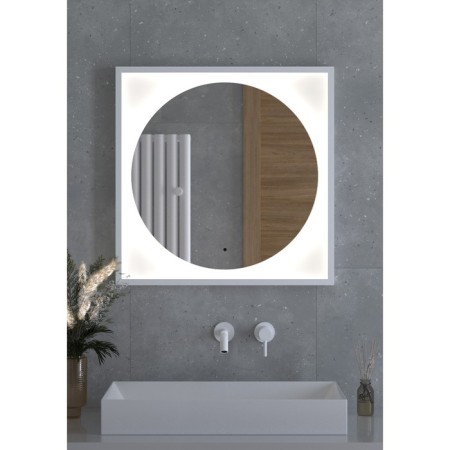 Mirror in a baguette frame with LED lighting 15 W, 70x70 cm, IR - switch, neutral white light,-2