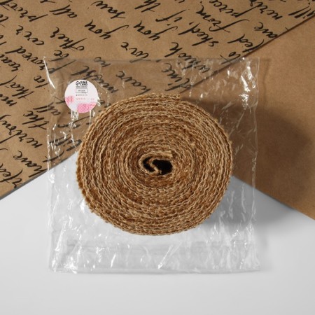 Ribbon from jute "lace", 50 mm, 4.5 ± 0.5 m, white color-1