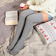 Women's stockings from Mongolian wool without drawing, gray color, size 23-25