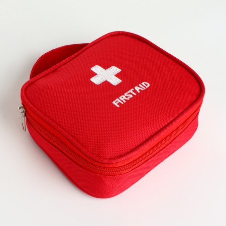 Cosmetic bag with lightning, red color