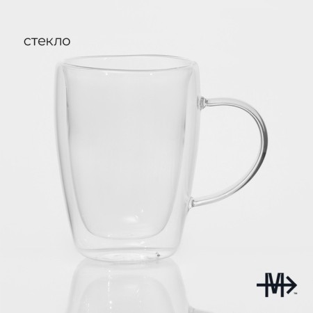 Glass mug with double walls "Duo", 330 ml, 12 × 8.5 × 11.5 cm-1