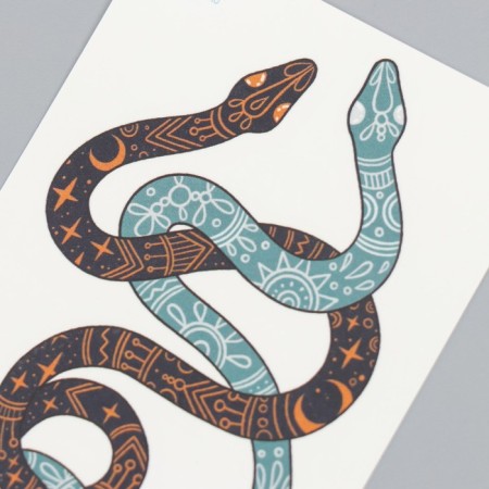 Tattoo on the body color "Two snakes. Heavenly patterns" 10.5x6 cm-3