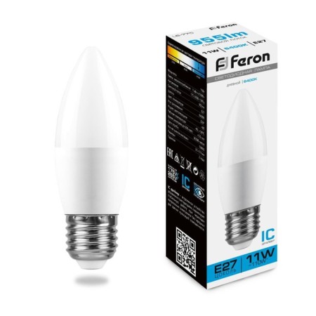 LED LED Feron LB-770, C37, E27, 11 W, 230 V, 6400 K, 955 lm, 220 °, 111 x 37 mm