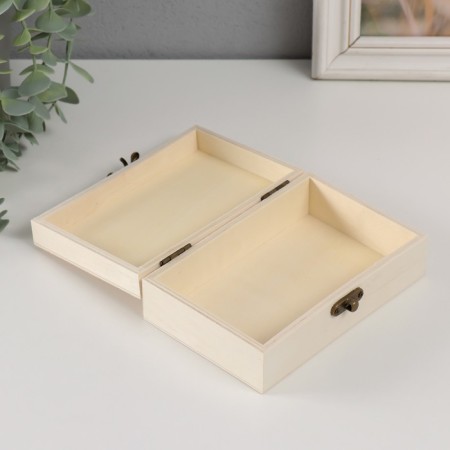 Casket wood for painting "rectangular" locking hook 15x10x5 cm-2