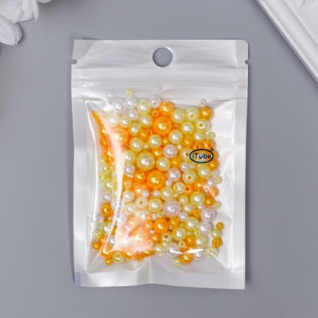 Beads for creativity plastic "Round. Assorted yellow" d = 3-8 mm, set 10 grams-2