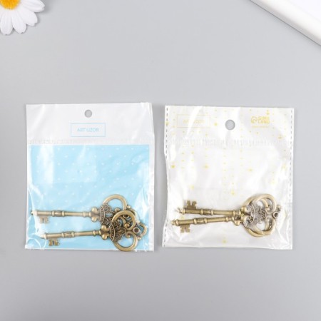 Decor Metal for creativity "Key with crown" under brass (G0111) 8x3 cm-4