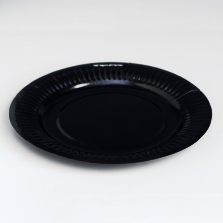 Disposable plate "black" laminated, cardboard, 18 cm