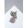 Brooch "cat", white color in silver