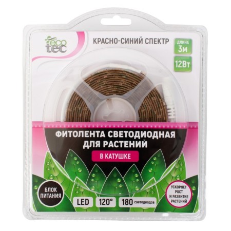 Ecotec Phythelent LED in a coil, with a self -adhesive layer for a greenhouse "Margarita", 12 W, red