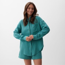 Female oversized shirt Mist Muslin size l, col. turquoise