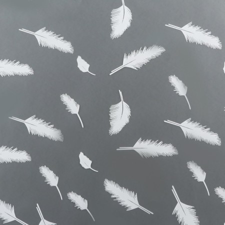Flower film, matte, "feathers", white, 0.6 x 9m ± 5%-2