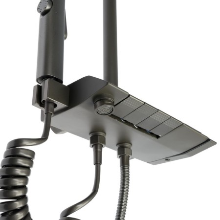 The shower system Zein Z3896, the upper and hand watering can, PVC hose, temperature screen, graphite-20