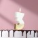 Candle in the Manhattan cake, number "3", white with gold, 5 cm