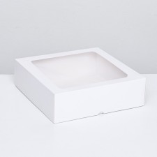 The box is folding, the lid is, with the window, white, 25 x 25 x 7.5 cm,
