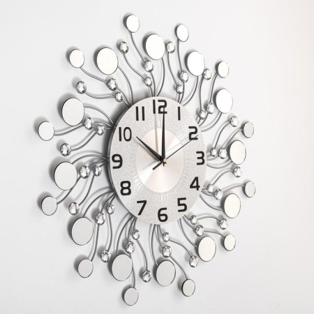 Wall clock, series: openwork, "glass drops", smooth move, d-49 cm, dial 22 cm-1