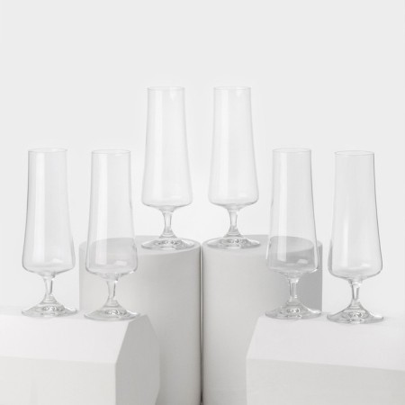 A set of glass glasses for champagne Extra, 215 ml, 6 pcs