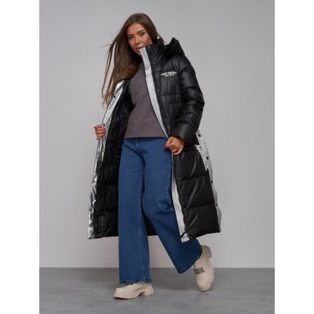 Coat insulated winter female, size 44, black color-15