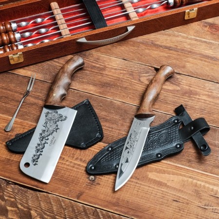 Set with skewers "Mountain Spirit" Case, Sharpura, two knives-3