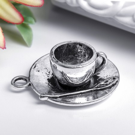 Decor Metal for creativity "Cup on a saucer with a spoon" (A15423) 2.2x2.5 cm