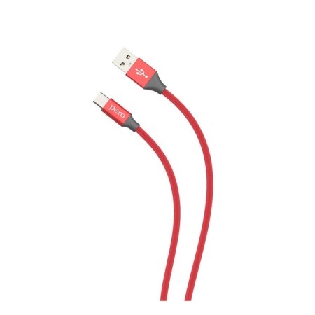 PERO DC-02, Type-C cable-USB, 3 A, 1 m, fabric braid, red-2