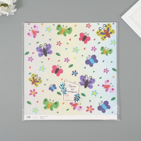 Scrapbooking Paper "Blobochki Garden" density 180 grams set 5 pcs 30.5x32 cm-3