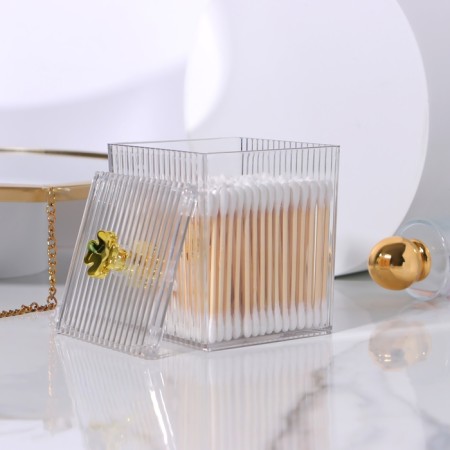 Organizer for storage "Flower", with a lid, 11 × 8.5 × 8.5 cm, the color is transparent/golden-3