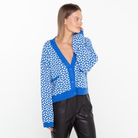 Cardigan female, color bright blue, size One size (42-46)-1