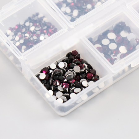 Decor for creativity Glass "Rhinestones. Dark violet" d = 2-4.8 mm nr 1188 pcs 6x8x1.5 cm-3