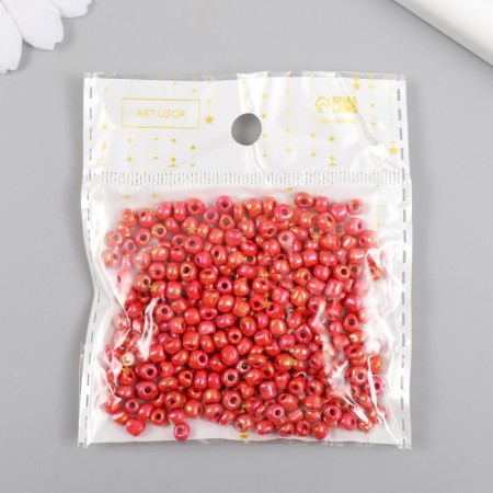 Glass beads 6/0 "chameleon. Red-orange" effect of ceramics 30 grams-2