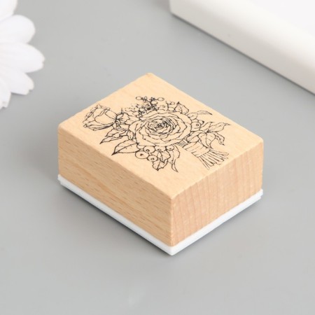 Printing wood, rubber "Bouquet with berries" 5x4x2.5 cm-1