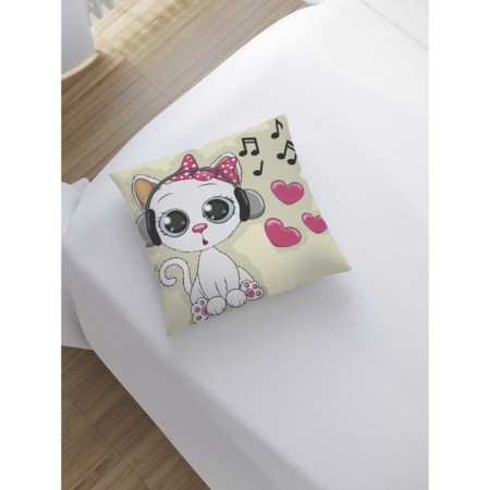 Decorative pillowcase "cat likes music", on a zipper, size 45x45 cm-1