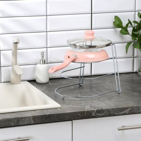 Storage for storing pans for 3 items, 28 × 23 × 22 cm, zinc, silver color-2