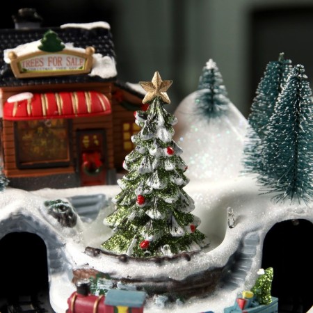 LED figure "Train and Christmas tree" 20 × 20 × 16 cm, polystone, AAX3 batteries (not in the kit), USB, glow warm white-6