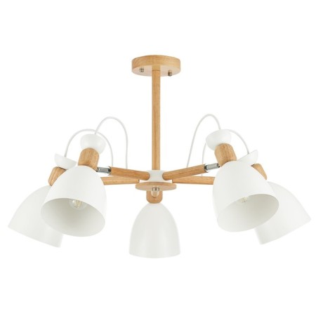 Ceiling EVOLUCE lamp. Sle103802-05. Balcamo. 5x60 watts, E27, 65x65x45 cm, color light wood, white-5