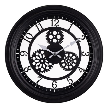 Watching clock, interior "skeleton", silent, d-40 cm, black case, aa-4
