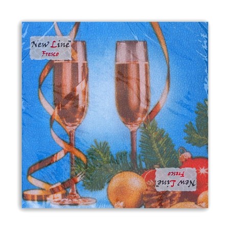 New Year's napkins Fresco "Champagne", 2 layers, 33*33 cm, 20 sheets