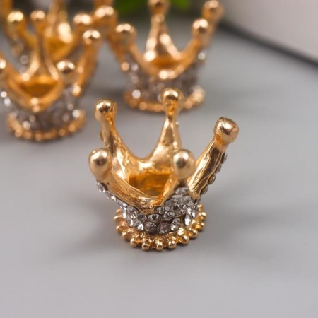 Decor for creativity Metal "Crown in diamonds" gold, rhinestones 1.8x2.3x2.3 cm