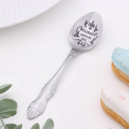 A spoon is registered, tea, with an engraving "Vladimir", h = 14-1