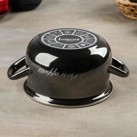 Metallic pan, 2.1 l, glass cover, induction, black color-2