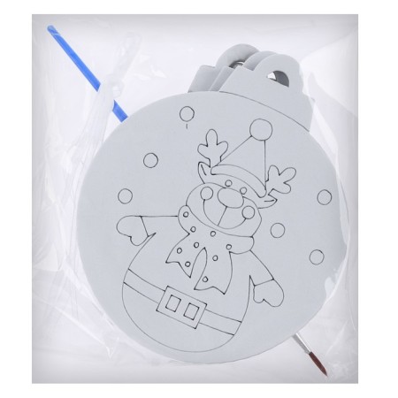 Christmas tree decoration for coloring "Snow" 4 pcs., Brush-4