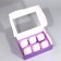 Capcake box, confectionery packaging with a window, 6 purple cells, 25 x 17 x 10 cm
