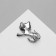 Brooch "cat" with a bow, black color in silver