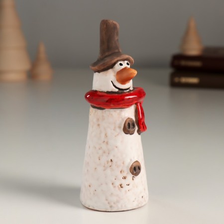 Souvenir Ceramics "Snowman in the cylinder and red scarf" 4.2x4.3x11.5 cm-1