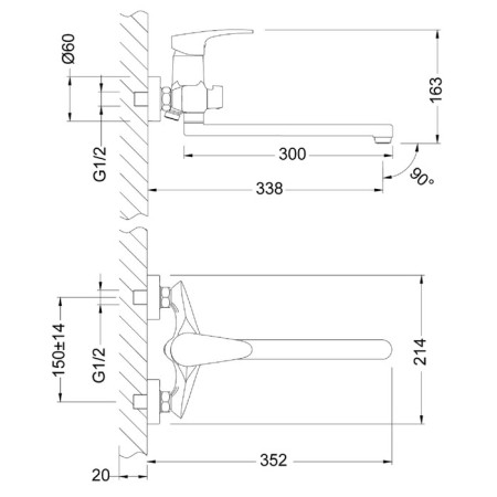 Lemark Linara LM0451C bath mixer, with a flat surge 300 mm, color chromium-1