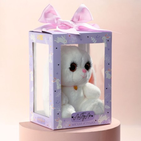 Soft toy "Bunny La Pu-la", white color, 20 cm-4