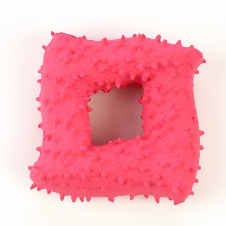 Bruttail toy for dogs from latex "Square", 8.5 x 8.5 cm, pink-1