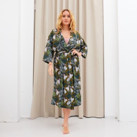 Kit (robe and combination) KAFTAN, 40-42, green/roses