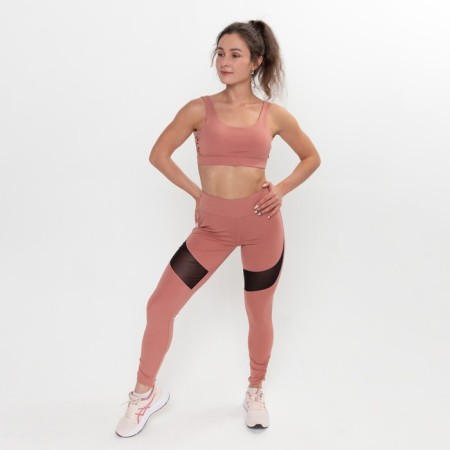 Female sports leggings, pink/black color, size 48 (l)-1